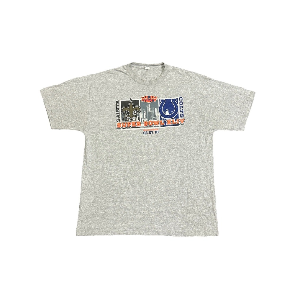 Y2K Super Bowl XLIV Saints VS‎ Colts Grey T shirt XL